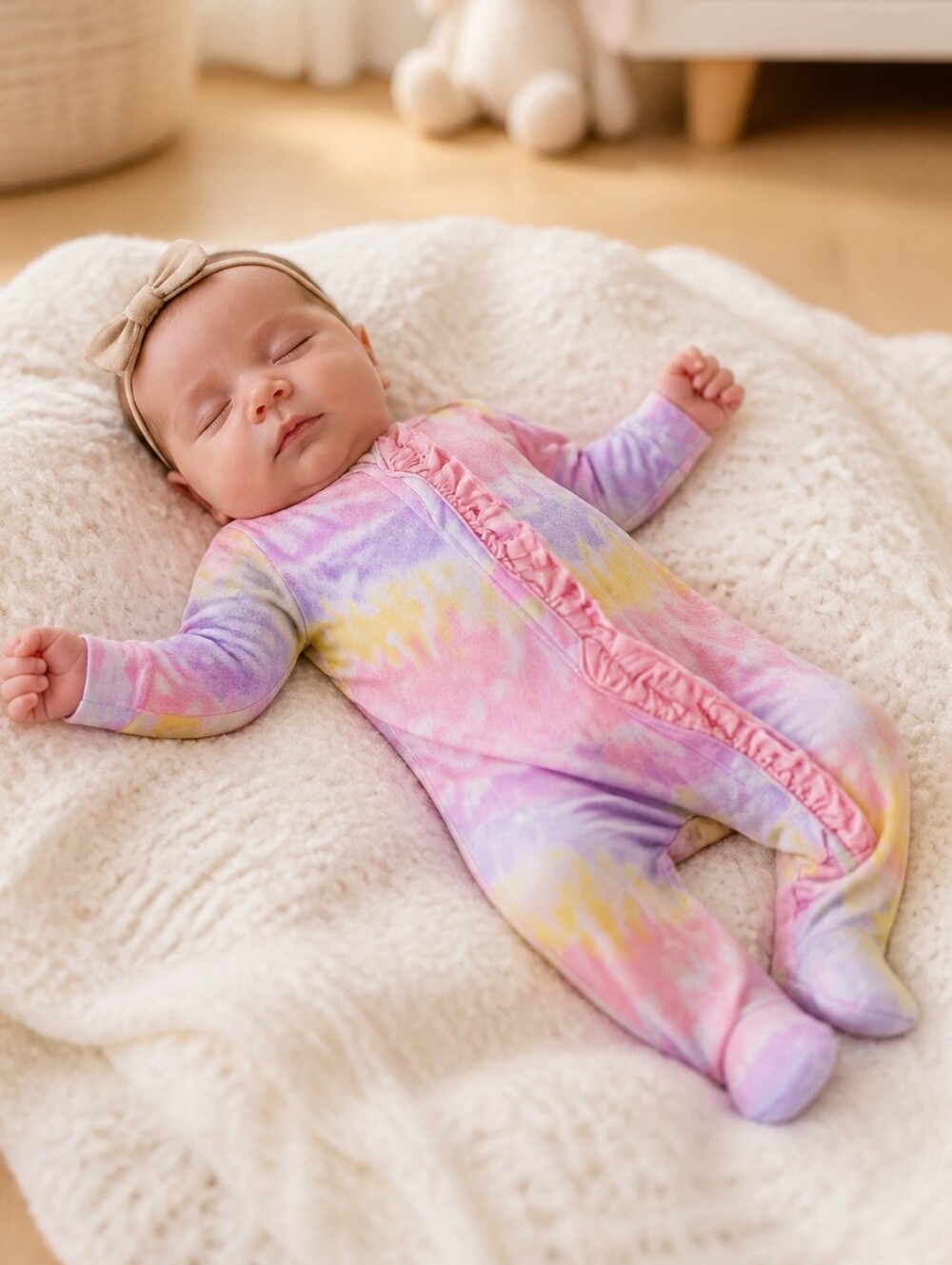 Jessica Simpson Baby 0-3M One Piece Tie Dye Cotton Footie PJ Pajamas Sleepwear